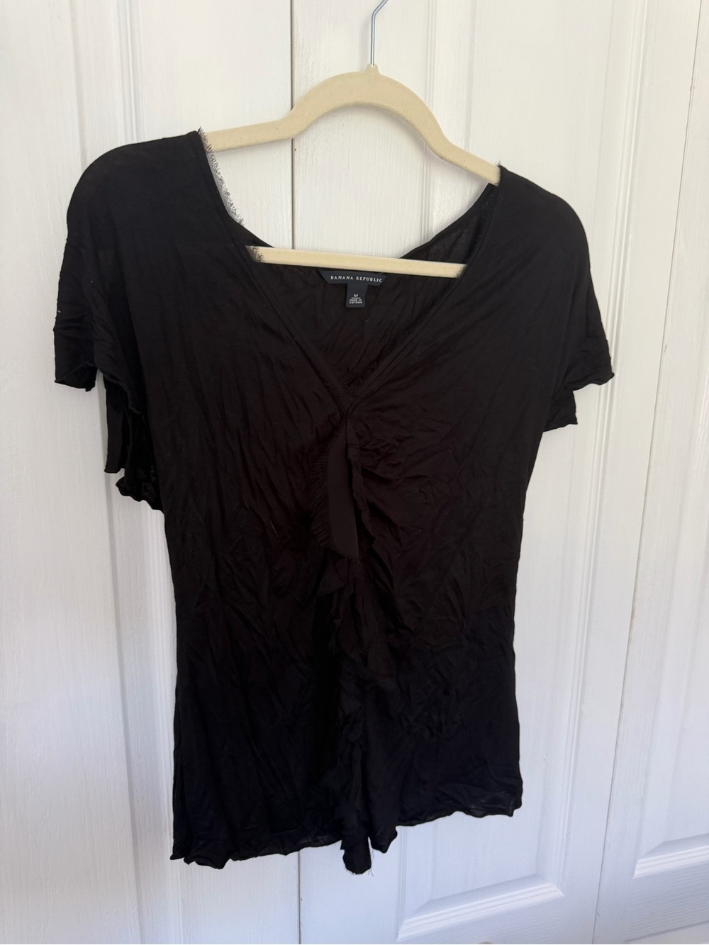 Banana Republic Black Short Sleeve V-Neck Top